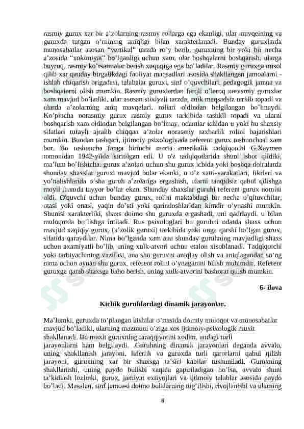 Guruhlar ijtimoiy psixologiyasi. 8