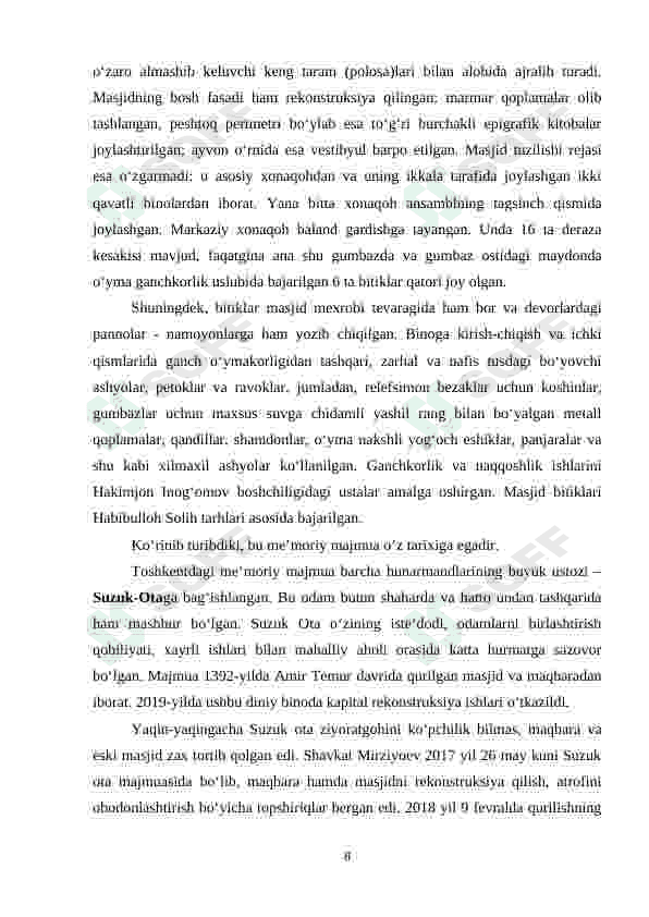 Toshkent shahri ziyoratgohlari me'moriy yozuvlarining aks ettirilishi. 8