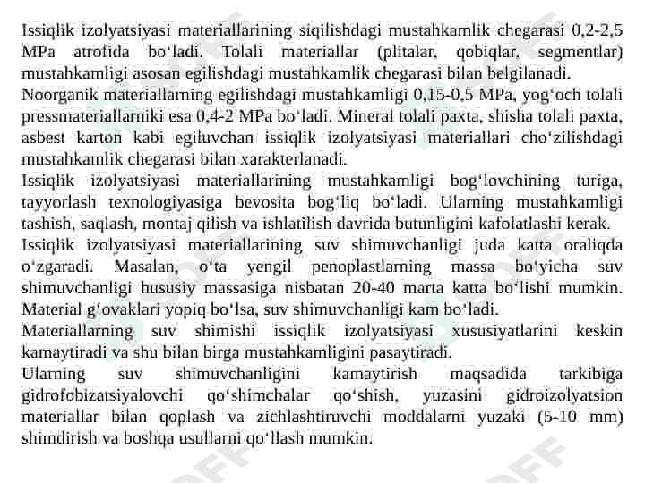 ISSIQLIK   IZOLYATSIYASI   VA AKUSTIK   MATERIALLAR 8