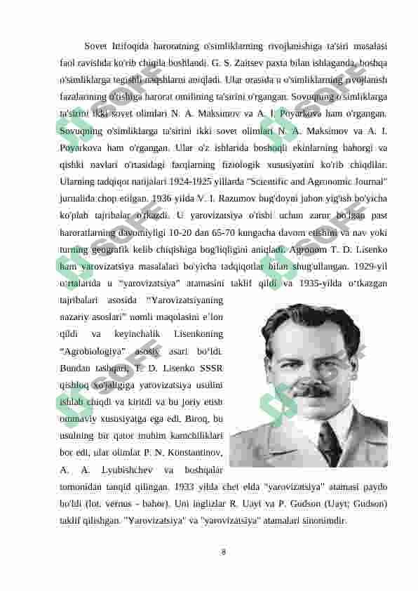 Yarovizatsiya va fotoperiodizm 8