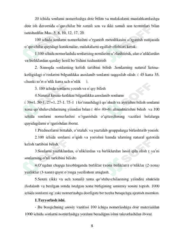 100 ichida sonlarni raqamlashni o‘rganish 8