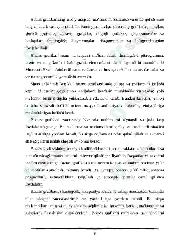 Biznes grafikasi, uning apparat va dasturiy ta'minot hamda rivojlanish istiqbollari 8