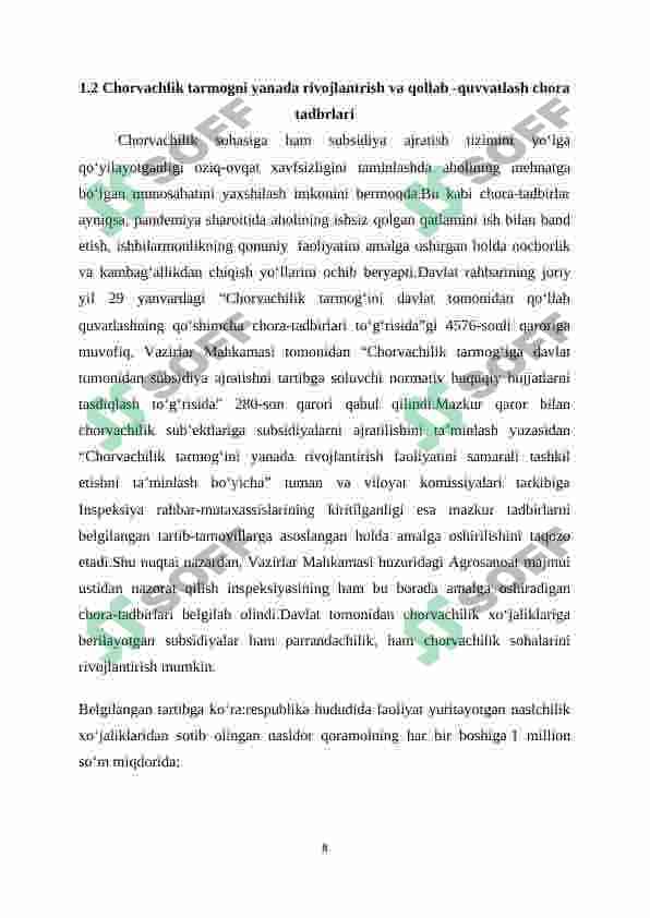 Qishloq xo‘jalikida chorvachilik tarmog’ini rivojlantirish istiqbollari 8