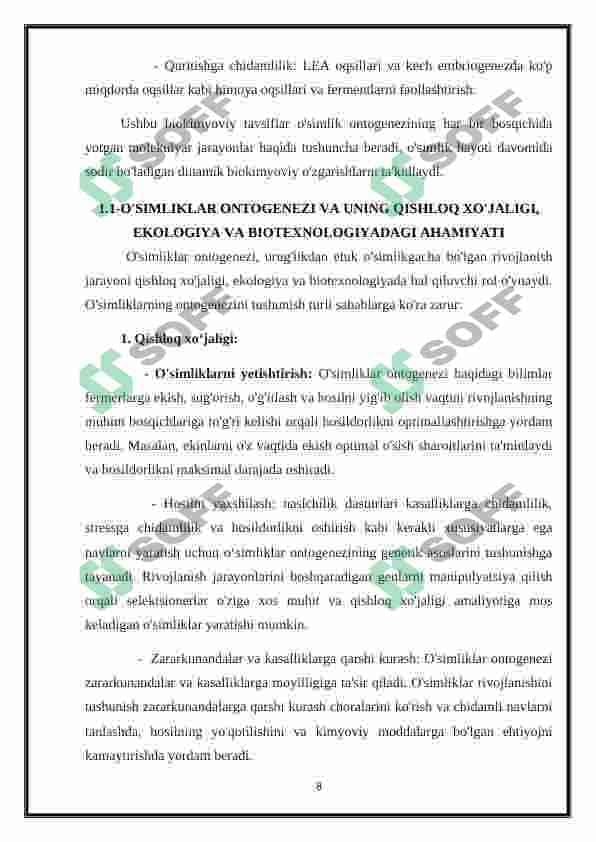 O’simliklar ontogenezining fiziologik tavsifi 8