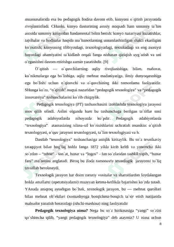Kimyo oʻqitishda innovatsion texnologiyalardan foydalanish usullari 8