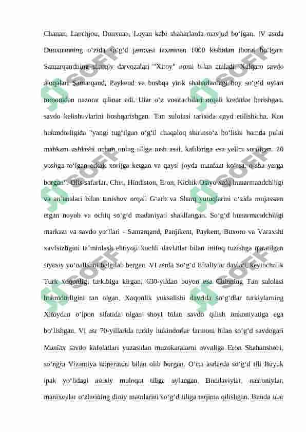 Sug’d va Toxariston mahalliy voha davlatlarining tashkil topishi 8
