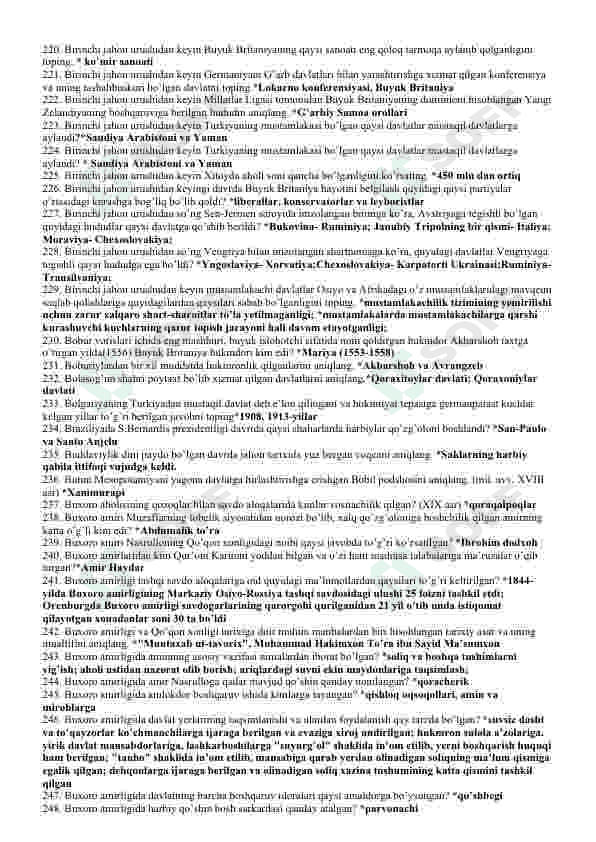 Umumiy Ta'rix-1074 ta savol va javob to'plami 8
