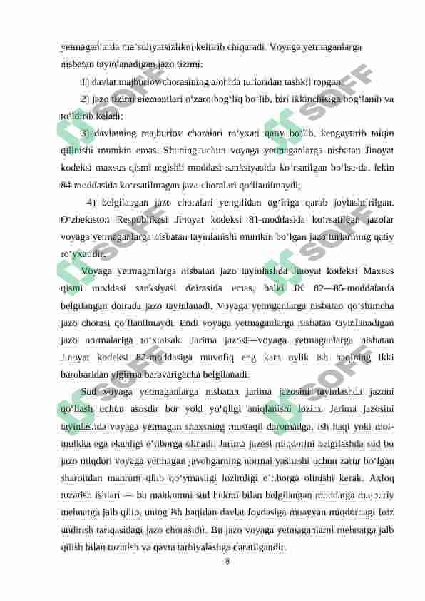 VOYAGA YETMAGANLARNI JINOYIY JAVOBGARLIK VA JAZODAN OZOD QILISH ASOSLARI 8