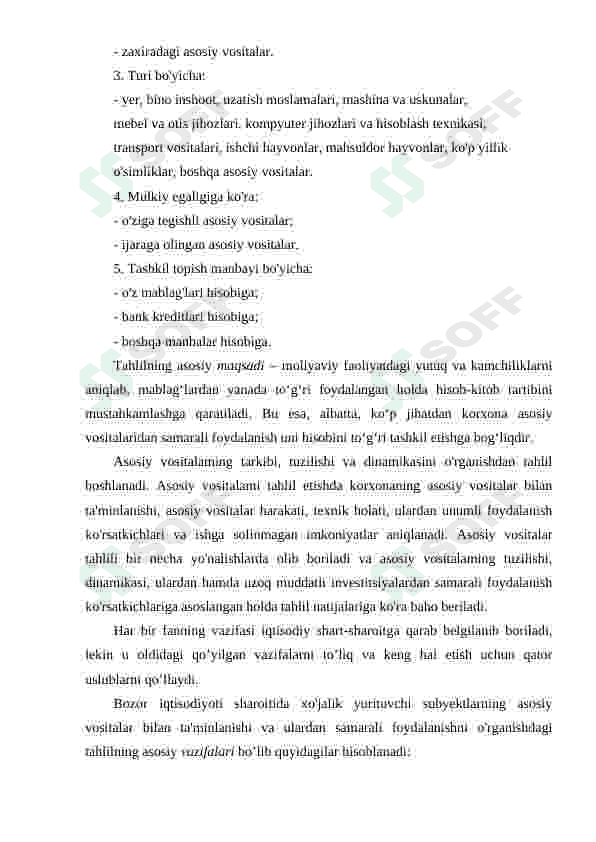 Asosiy vositalar tahlili va uni takomillashtirish 8