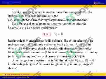 DIFFERENSIAL TENGLAMALAR FANIGA KIRISH. O‘ZGARUVCHILARI AJRALGAN VA AJRALADIGAN DIFFERENSIAL TENGLAMALAR 8