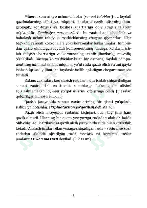 FOYDALI QAZILMA KONLARINI  YER OSTI USULIDA QAZIB OLISH  TEXNOLOGIYASI 8