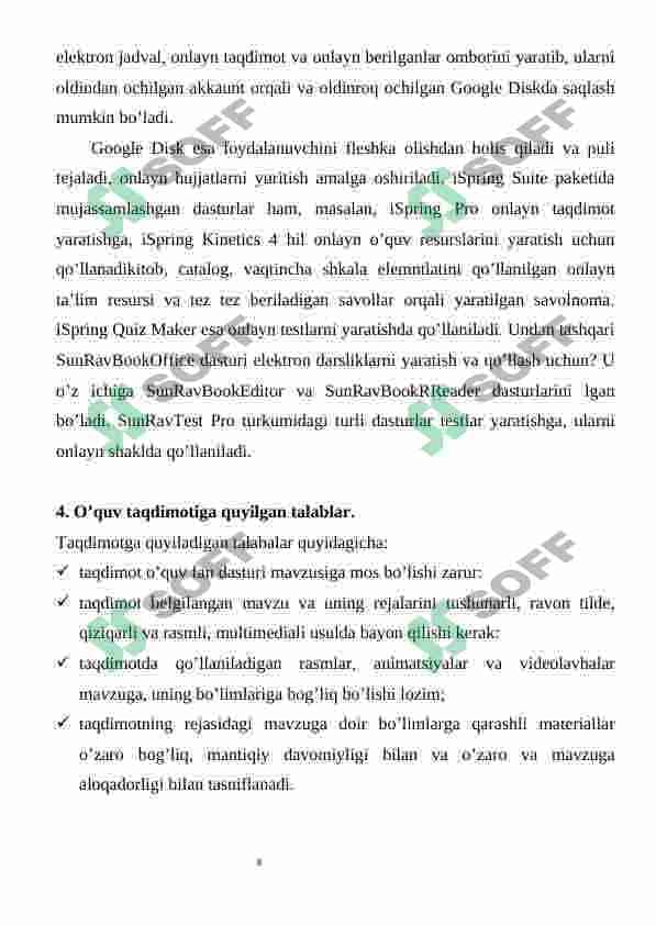Taqdimot yaratishning zamonaviy usullari 8