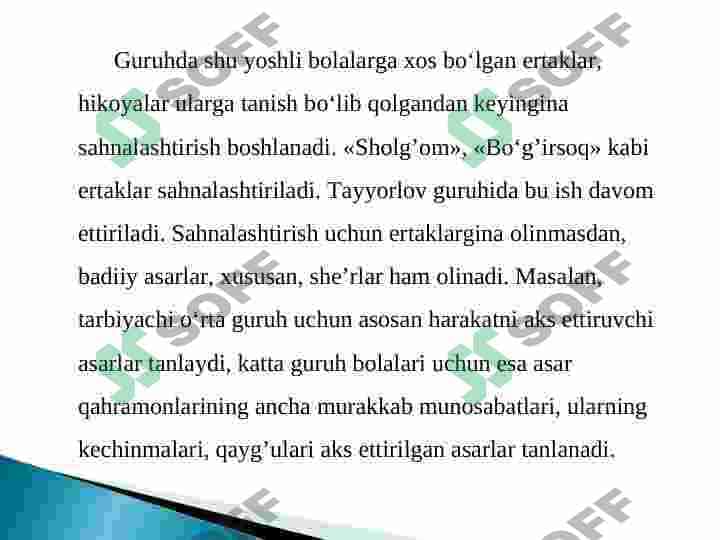 Badiiy asarlarni sahnalashtirish turlari va uni qo'yib ko'rsatish texnologiyasi 8