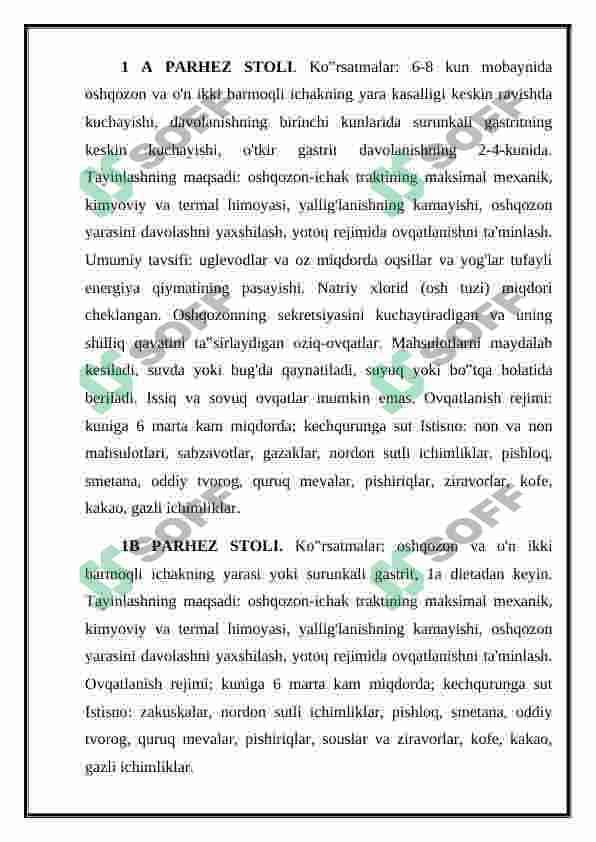 Parxez stollari.Bemorlarni ovkatlantirish usullari. Keksa yoshdagi va og'ir axvoldagi bemorlarni ovkatlantirish. Klinik o'quv amaliyoti Ichki kasalliklarda bemorlarni ovkatlantirish 8