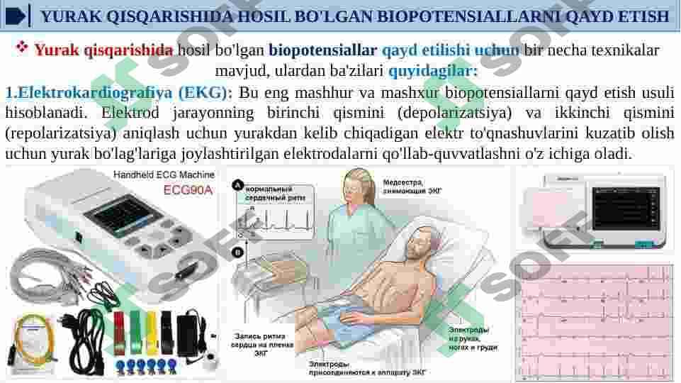HUJAYRA MEMBRANALARIDA BIOPOTENSIALLARNI HOSIL BO'LISHI. YURAK QISQARISHIDA HOSIL BO'LGAN BIOPOTENSIALLARNI QAYD ETISH. ELEKTROKARDIOGRAFIYA. ELEKTROGRAMMALAR. EYNTXOVENNNING TARMOQLANISH NAZARIYASI 8