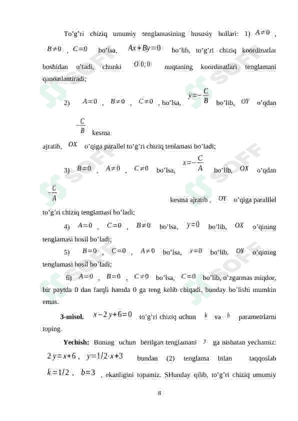 Fazoda to`g`ri chiziqning turli tenglamalari 8