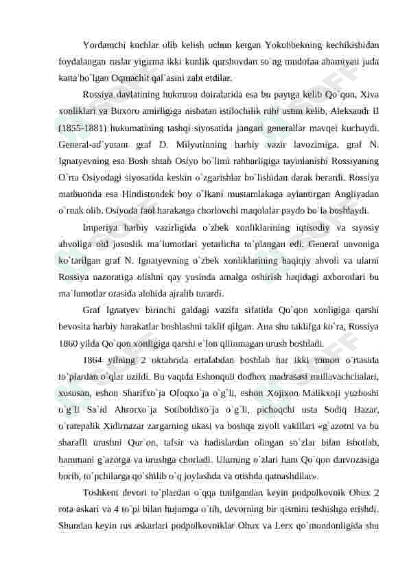 O'zbekistonning eng yangi tarix fanidan TURKISTON O’LKASIDA ROSSIYA IMPERIYASINING MUSTAMLAKACHILIK O’RNI ” mavzusida referat 8