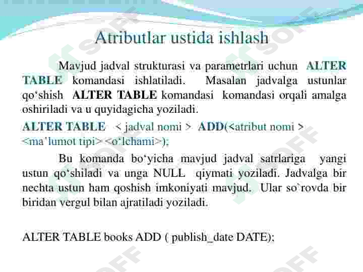 SQLtili yordamida ma‘lumotlarni tavsiflash. 8