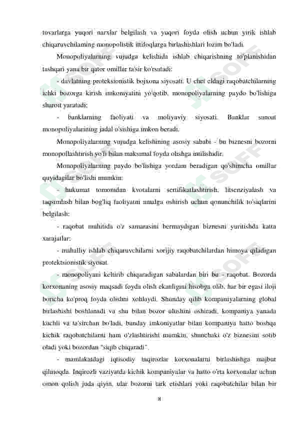 Monopoliya nazariyasi va bozor hokimiyati muammolari 8