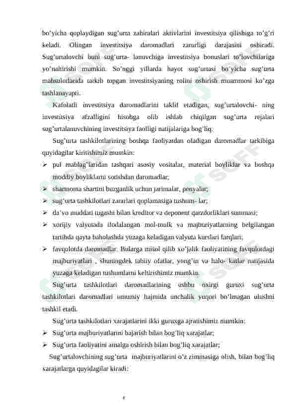 Sug'urta kompaniyalari moliyasining o‘ziga xos xususiyatlari 8