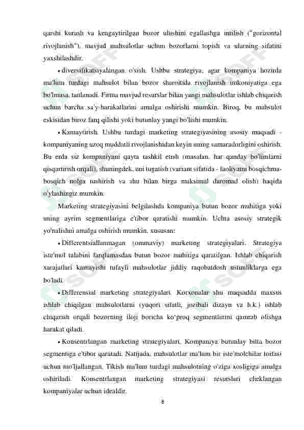 Mijozlarga yo'naltirilgan marketing strategiyalarini ishlab chiqish 8