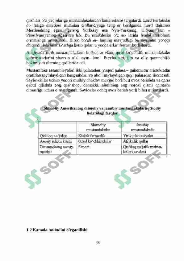 Tarix darslarida XVII asrda shimoliy Amerika.Amerika qo’shma shtatlarini tashkil topishi 8