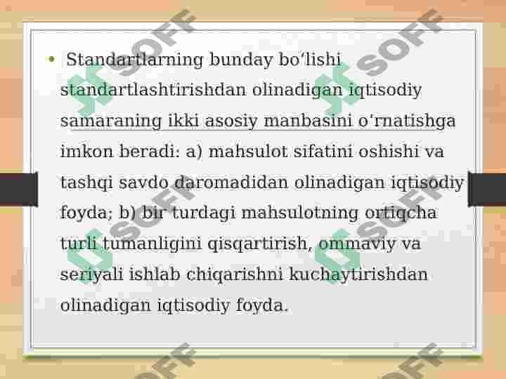 Standartlashtirish bo'yicha ishlarning samaradorligi 8