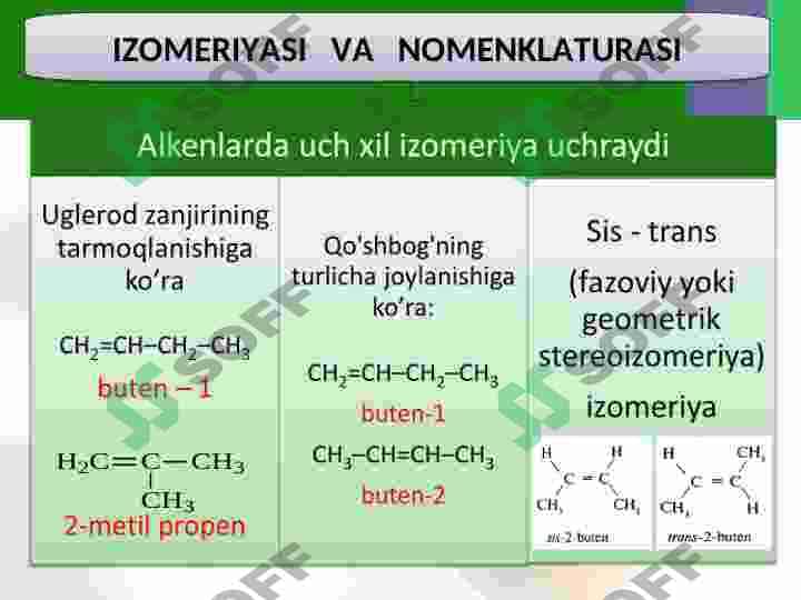 Alkenlar olinishi va xossalari 8