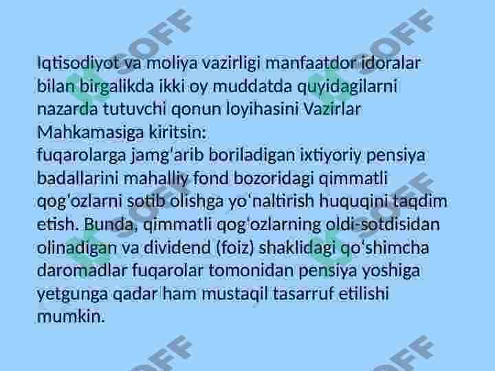 Kapital bozorini rivojlantirish orqali mamlakat Iqtisodiy taraqqiyotini ta'minlash 8