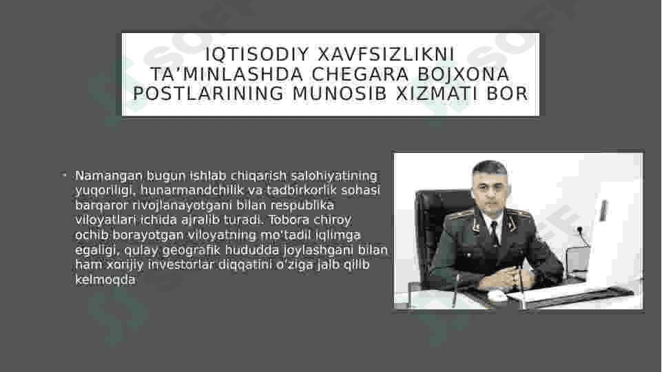 Mamlakatning iqtisodiy xavfsizligini taʼminlashda bojxona organlarining o'rni 8
