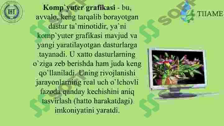 Kompyuter grafikasi tushunchasi. KG da rang  modellari va tasvirlash usulla 4