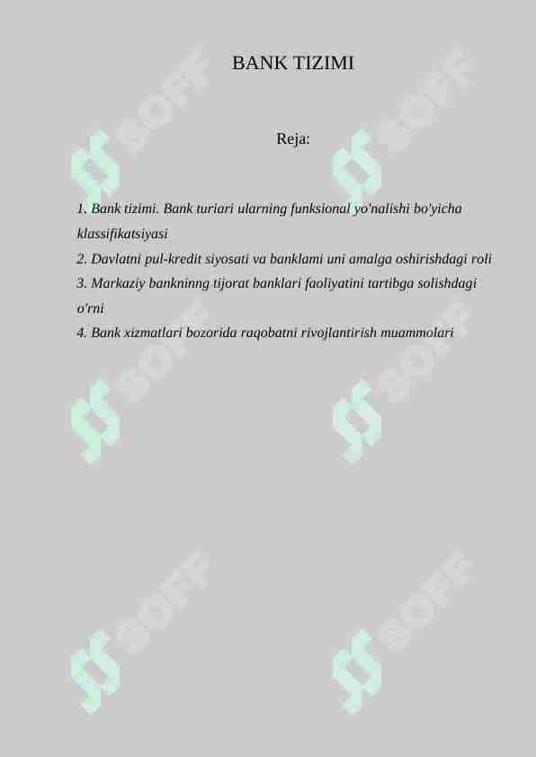 BANK TIZIMI 1