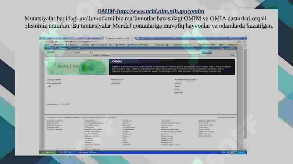 Zamonaviy bioinformatsion ma’lumotlar bazalari haqidagi ma’lumotlar bilan tanishish 4