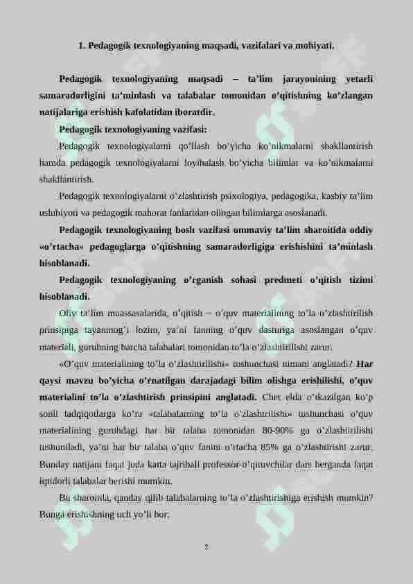 PEDAGOGIK TEXNOLOGIYANING ILMIY ASOSLARI 2