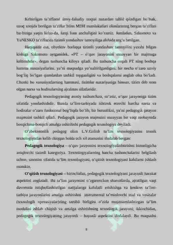 PEDAGOGIK TEXNOLOGIYANING ILMIY ASOSLARI 8