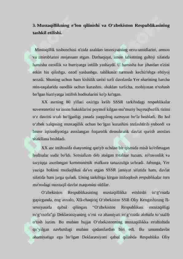 O'zbekiston Respublikasi mustaqilligining e’lon qilinishi va uning tarixiy ahamiyati 7
