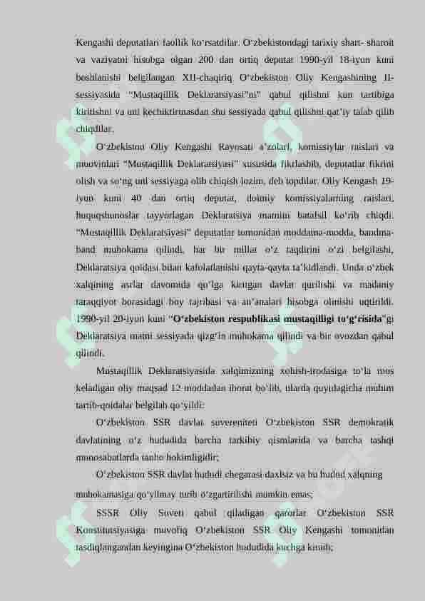 O'zbekiston Respublikasi mustaqilligining e’lon qilinishi va uning tarixiy ahamiyati 8