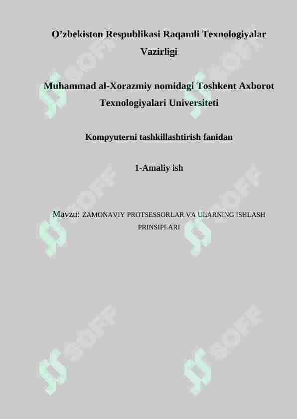 ZAMONAVIY PROTSESSORLAR VA ULARNING ISHLASH PRINSIPLARI