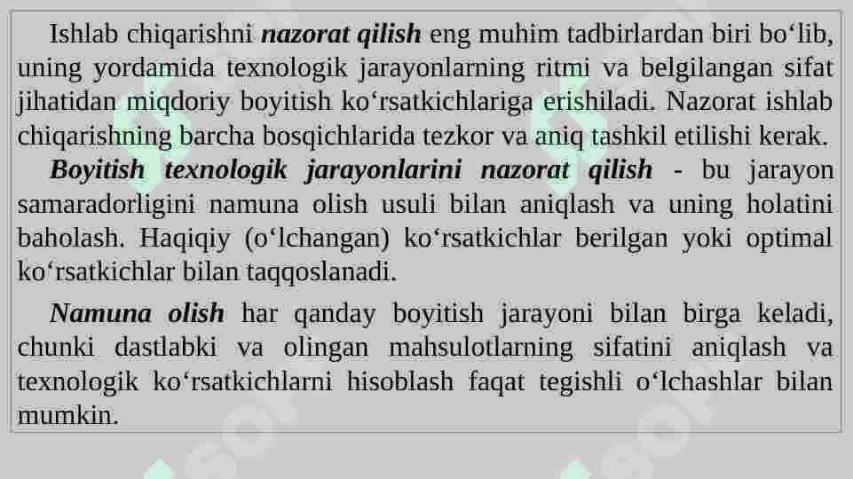Namuna olish va boyitishning texnologik jarayonlarini nazorat qilishning asosiy tushunchalari 3
