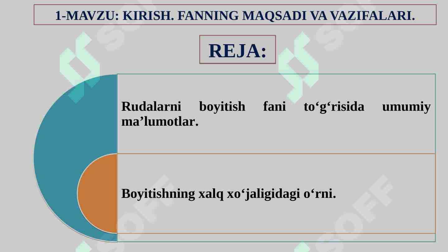 Rudalarni boyitish fanining maqsadi
