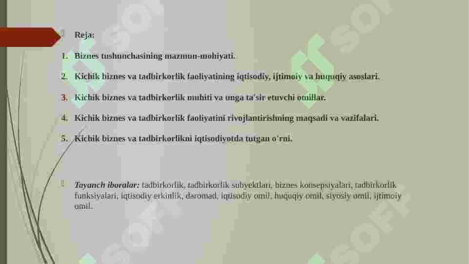 Kichik biznes va tadbirkorlikning mohiyati va mazmuni 2