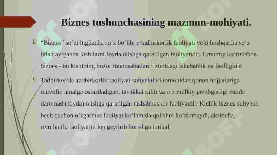 Kichik biznes va tadbirkorlikning mohiyati va mazmuni 3
