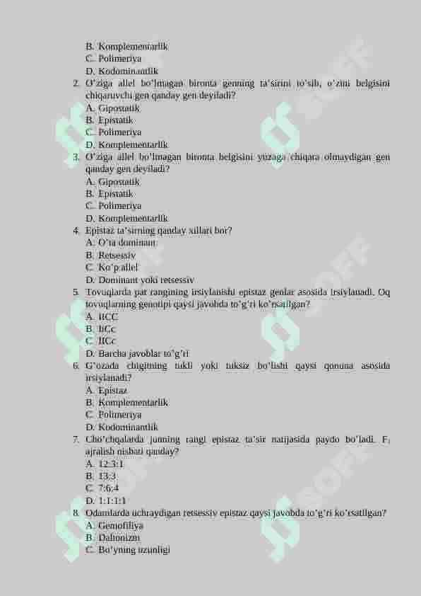 Noallel genlarning polimer ta’siri. Pleyotropiya 2