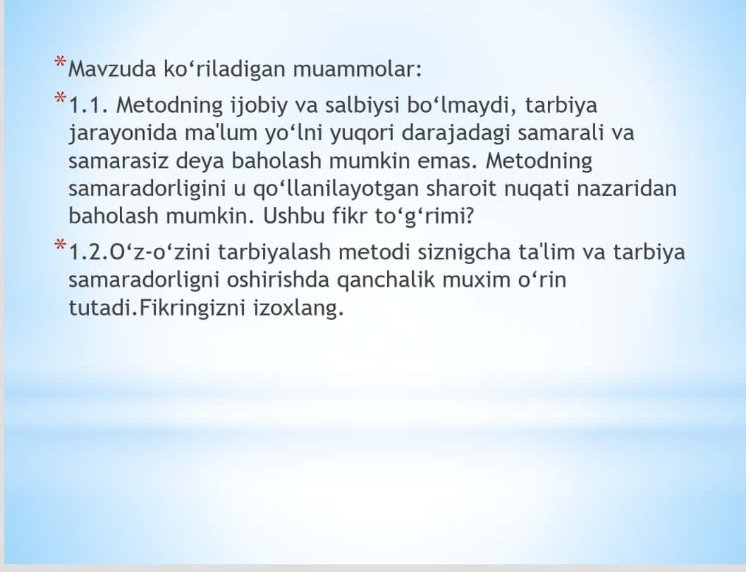Tarbiya metodlari va vositalari 1