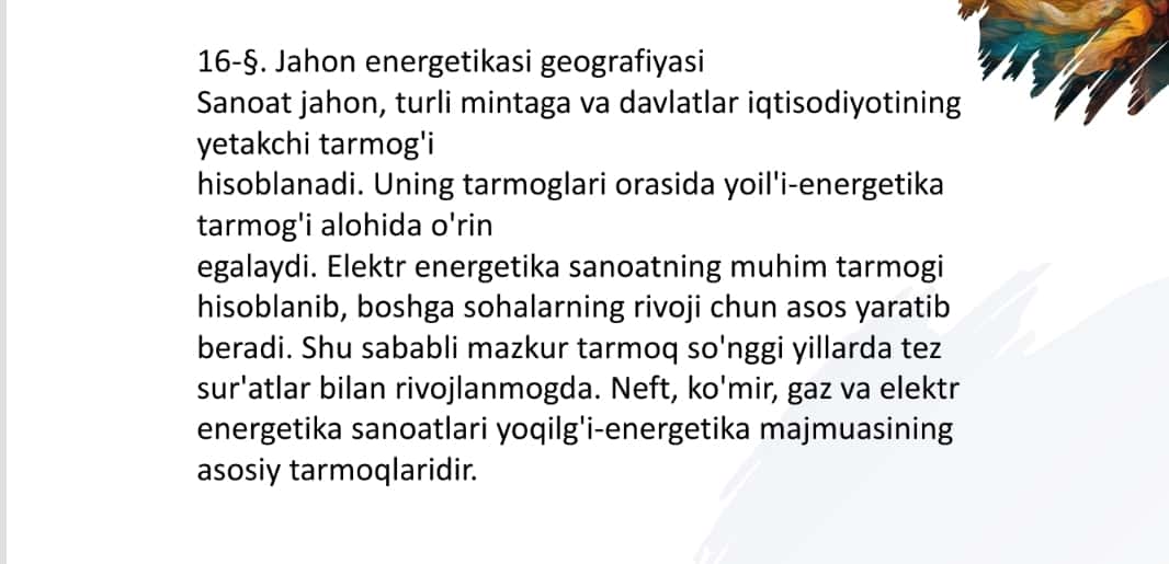 Jahon energetika sanoati 1
