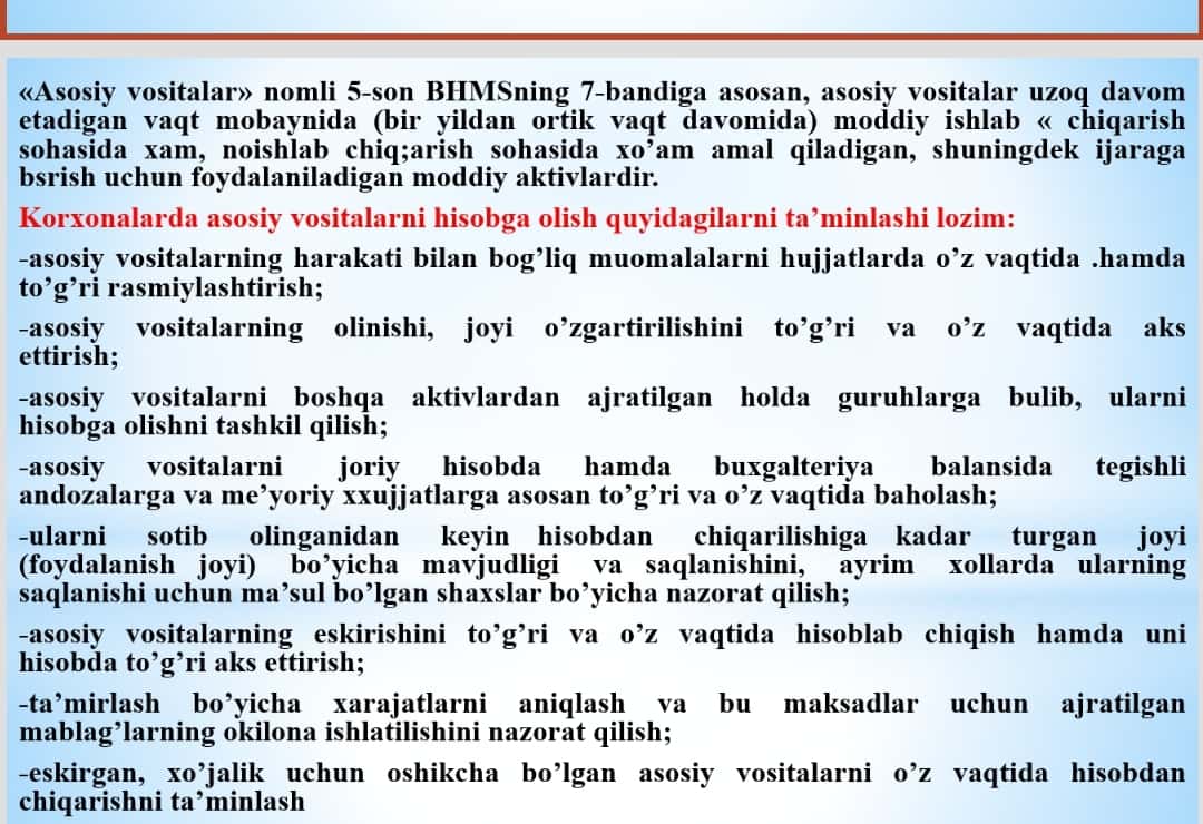 ASOSIY VOSITALAR VA NOMODDIY AKTIVLAR HISOBI 1