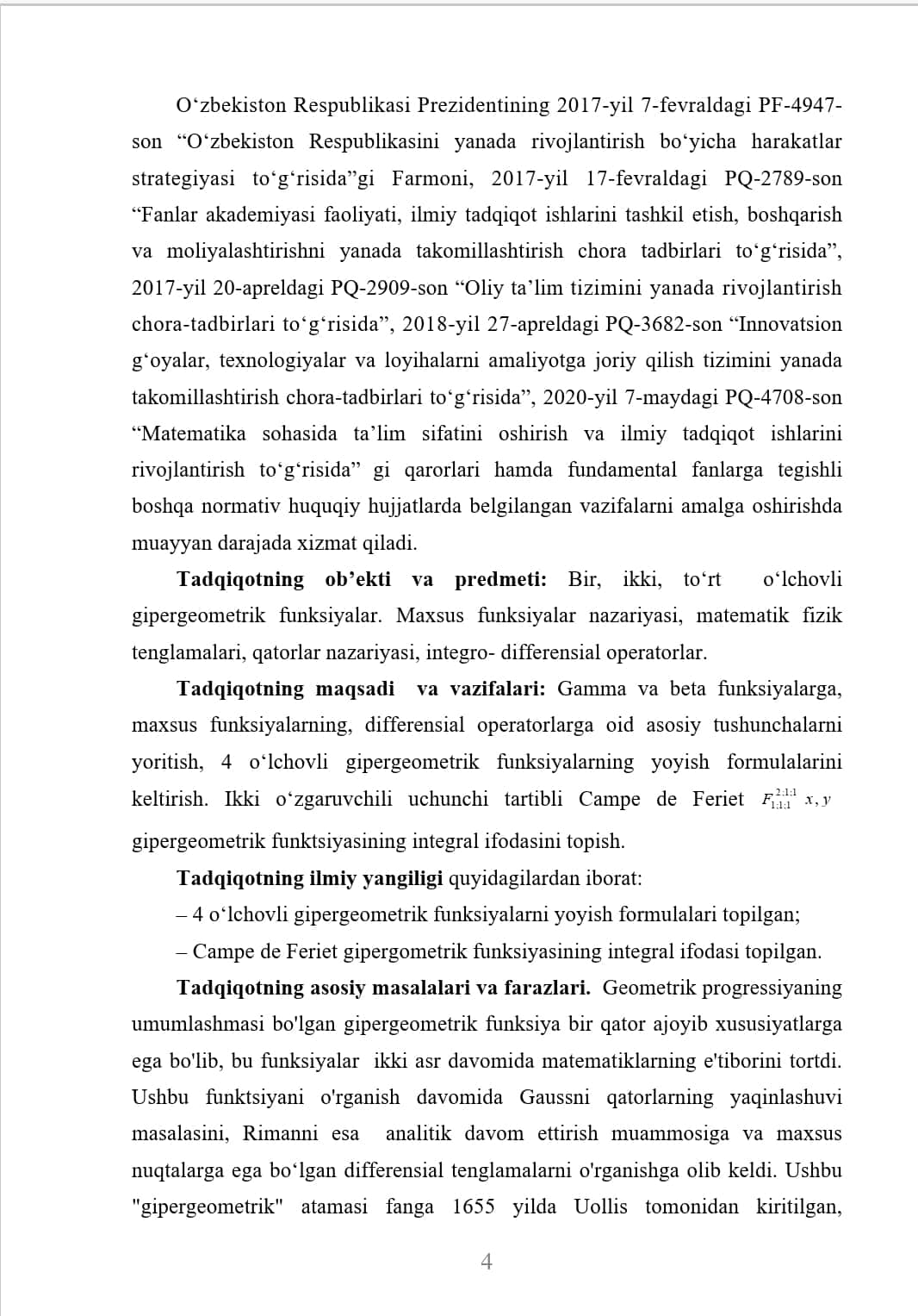 GIPERGEOMETRIK FUNKSIYALARNI YOYISH FORMULALARINI O‘RGANISHNING  NAZARIY ASOSLARI 1