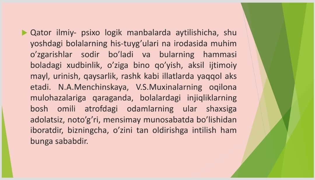 Maktabgacha yosh davrida  psixik rivojlanish xususiyatlari 1