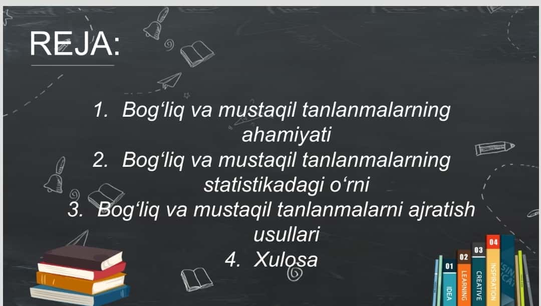 Bog'liq va mustaqil tanlanmalar 1