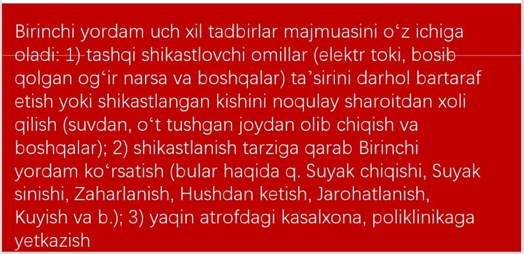 Favqulodda vaziyatlarda 1-tibbiy yordam 1